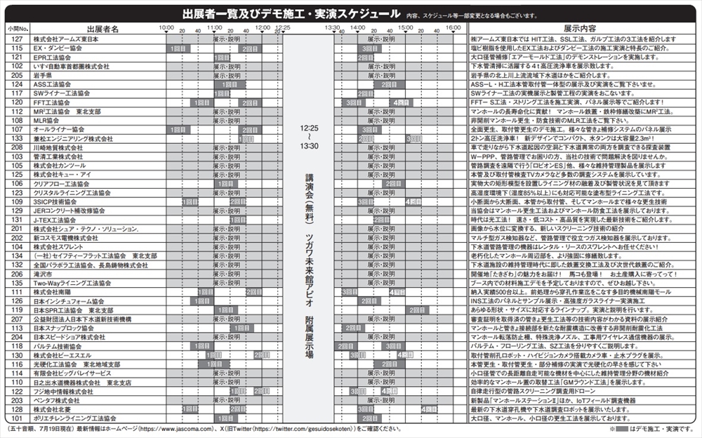 下水道管路管理技術施工展2024岩手 10月3日、滝沢市のツガワ未来館アピオで開催 管更生はじめ管路管理全般の技術が集結 実機用いたデモンストレーションを生で_