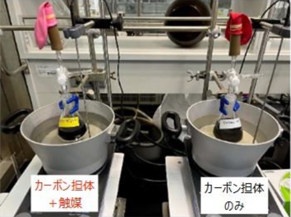 河川水のPFASを酸化分解 99%超吸着、一部無害化 奥村組と名古屋大_PFOA除去実験の様子