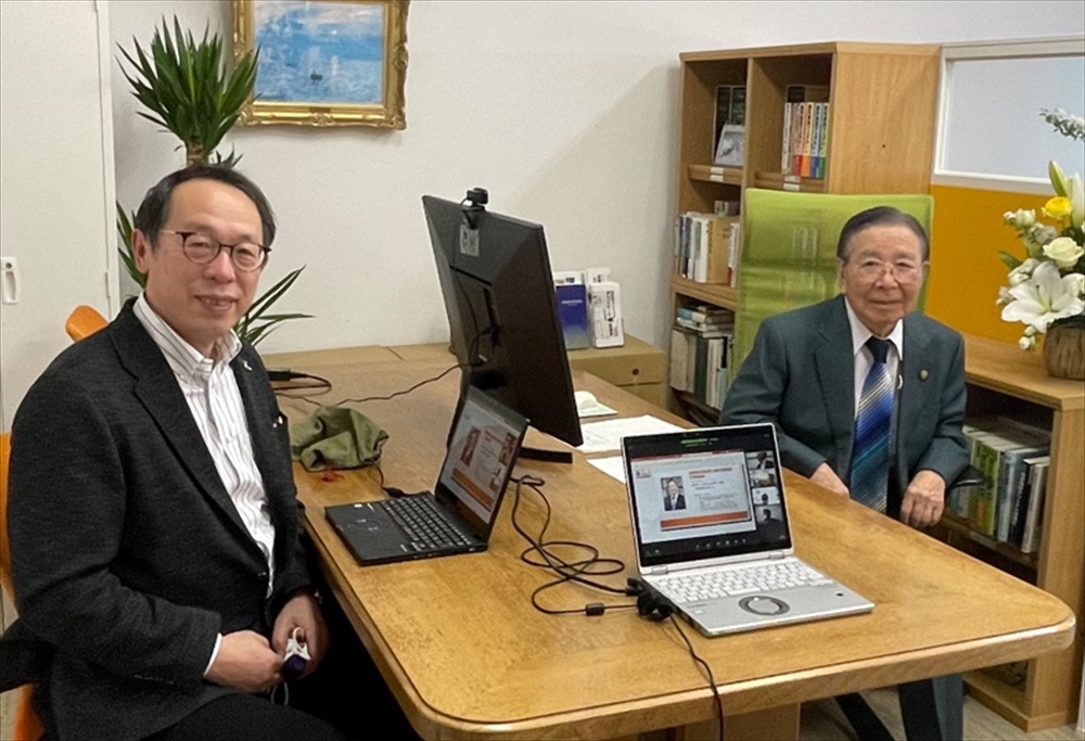 産廃と私~弁護士50余年の歩み~(24) 弁護士 芝田 稔秋 第5期 2000年から現在まで(平成12年以降)(6) 海洋汚染の防止は世界の悲願_上智法科大学院のオンラインセミナー講師を務めた際の写真。北村教授と共に(2021年2月)