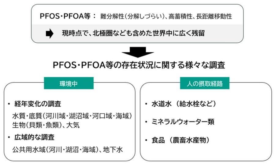 ＰＦＡＳをどう恐れるか　特定物質の「量」見極め適切な判断を　〝レガシー〟の対策に協力　ＦＣＪに聞く_環境、身の回りにおけるＰＦＡＳの調査（環境省資料より）
