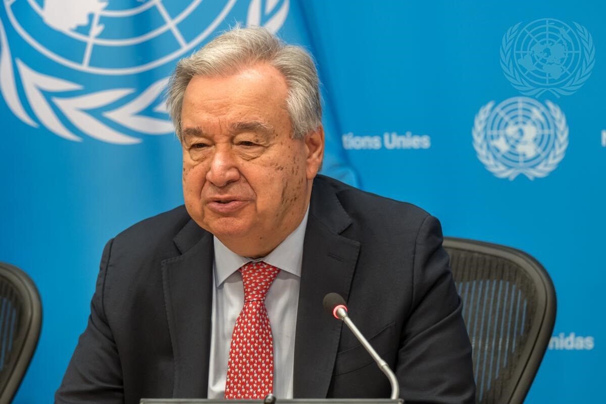 SDGs、「達成または順調」わずか18%のみ 国連報告書 残り5年、進捗は極めて不十分 グテーレス事務総長「国際金融の抜本改革を」_記者会見するグテーレス事務総長(提供・国連)