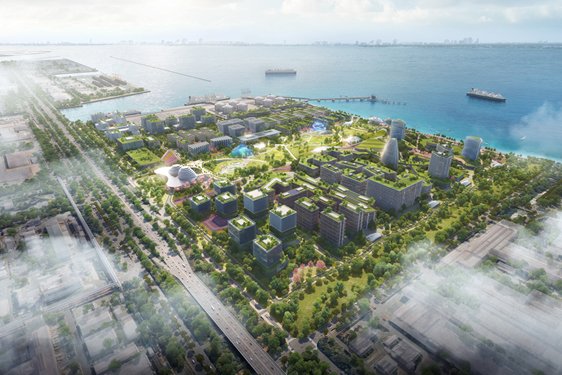 GX戦略地域の有望な候補地とされるJFEスチール東日本製鉄所が京浜地区で進める土地利用構想のイメージ(同社資料より)