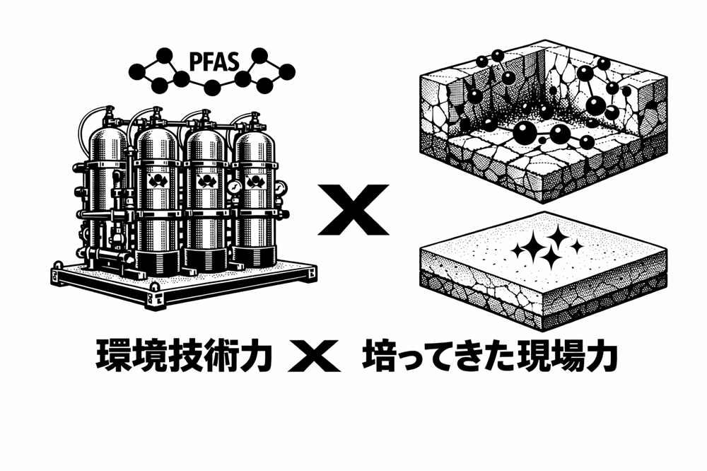 「DePOP’ION」による吸着・除去（右上）と、コーティングによる溶出防止のイメージ