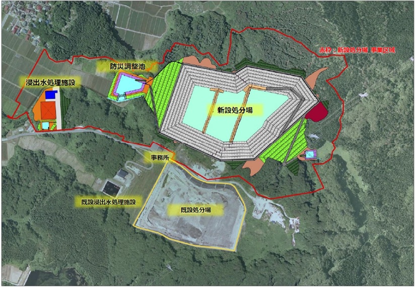 最終処分場建設イメージ（破線内：新設処分場事業区域）